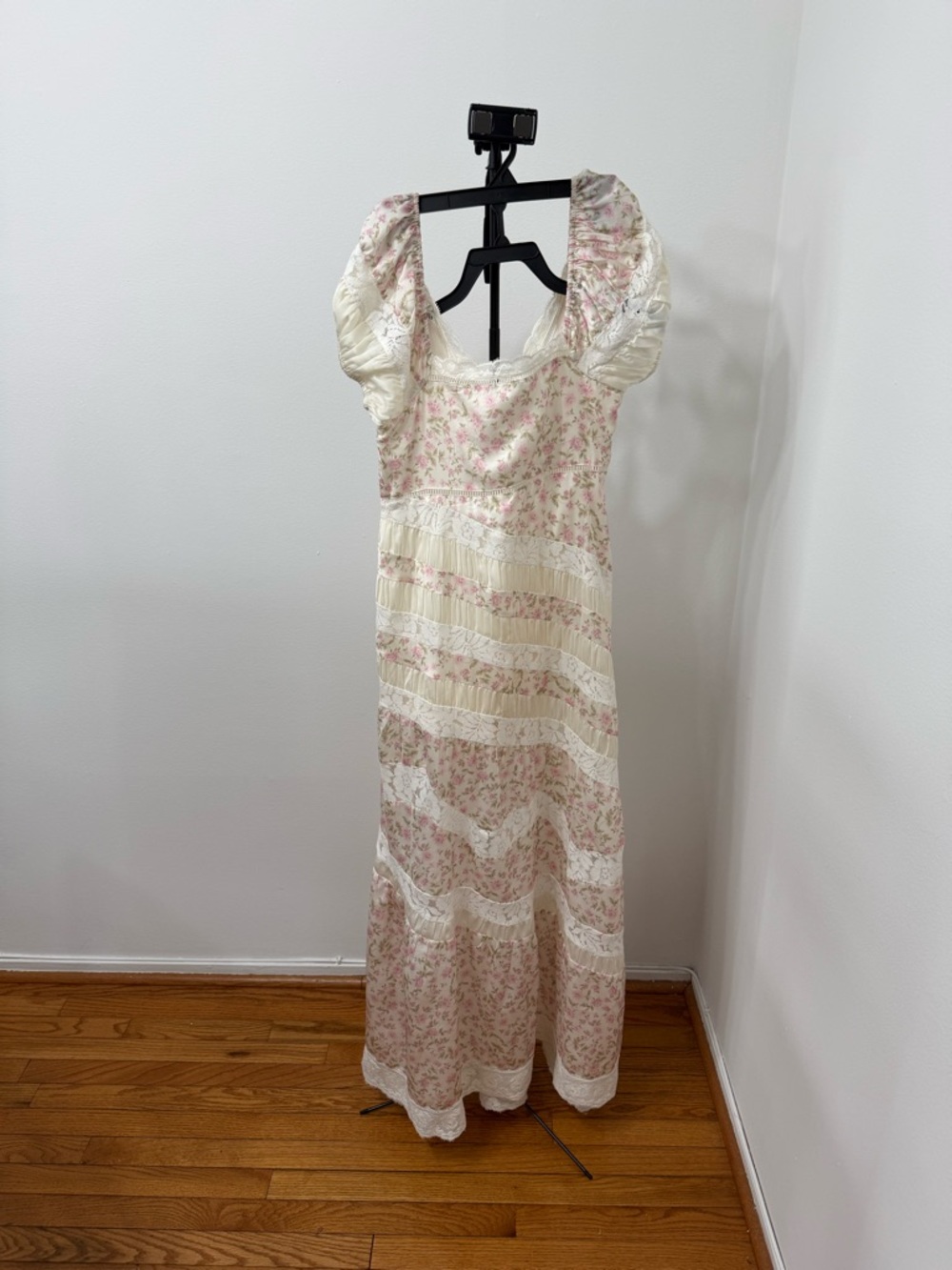 Altar'd State Ivory and Pink Floral Puff-Sleeve Maxi Dress - Picture 5 of 7